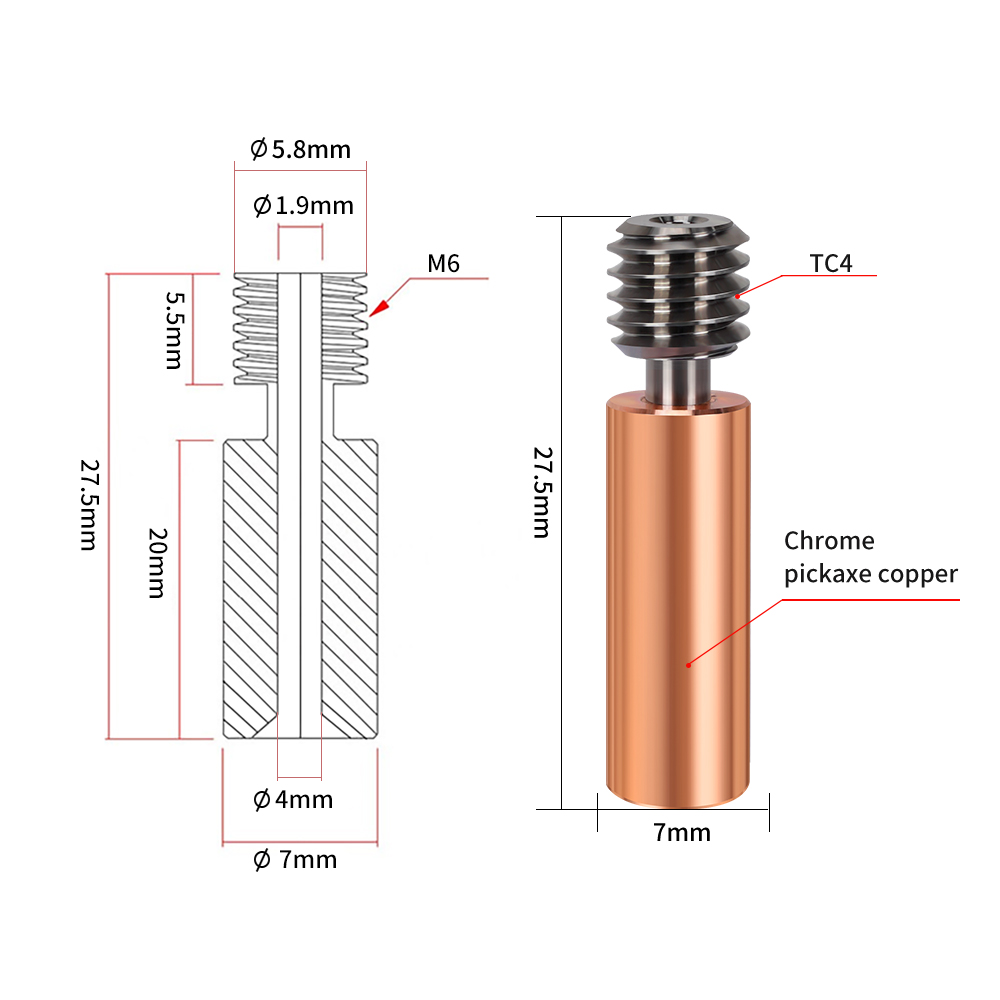 Bimetal CR10 Heatbreak Lega di - Btt Skr Mini recensione e prezzo